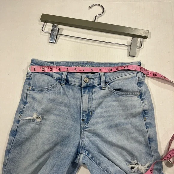 AMERICAN EAGLE DISTRESSED HIGH RISE JEGGIN 8 LONG - Picture 12 of 16